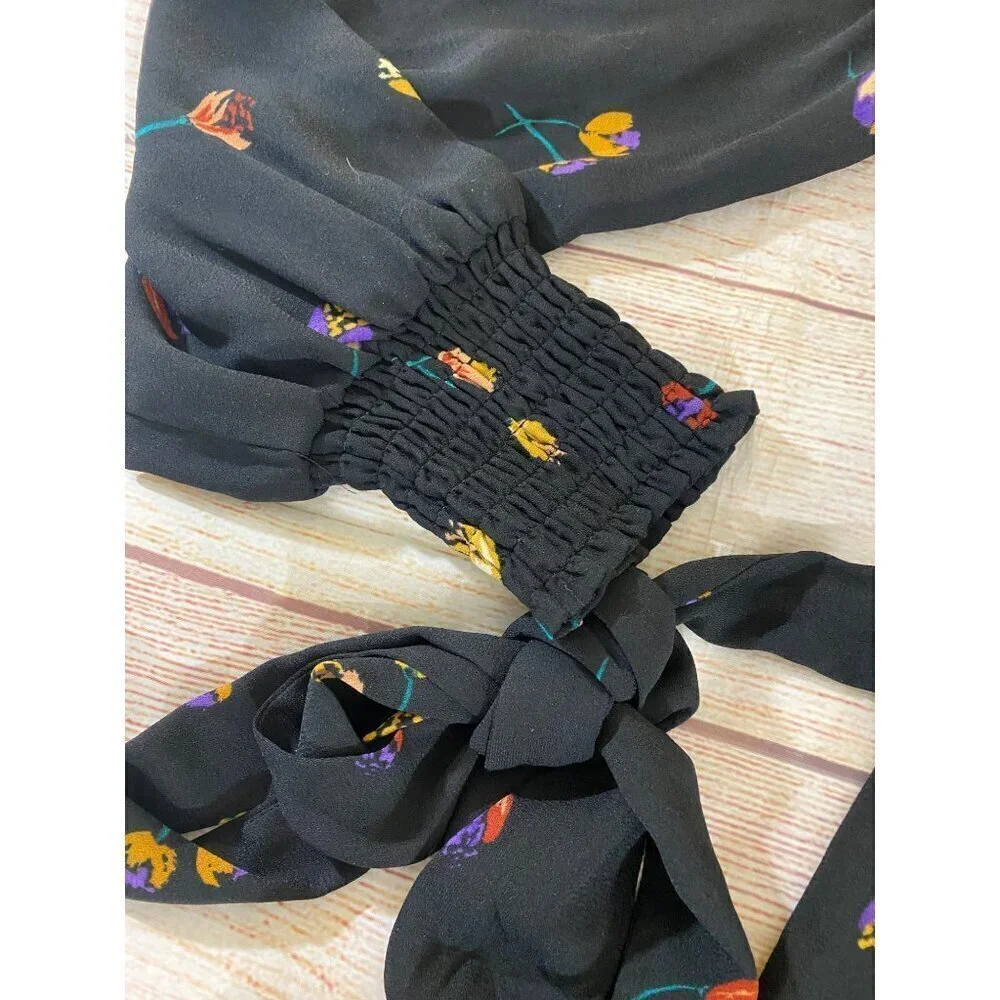 Cabi Women's Black Long Sleeve Floral Divine Dress Fall 2022 - Medium - Picture 4 of 14